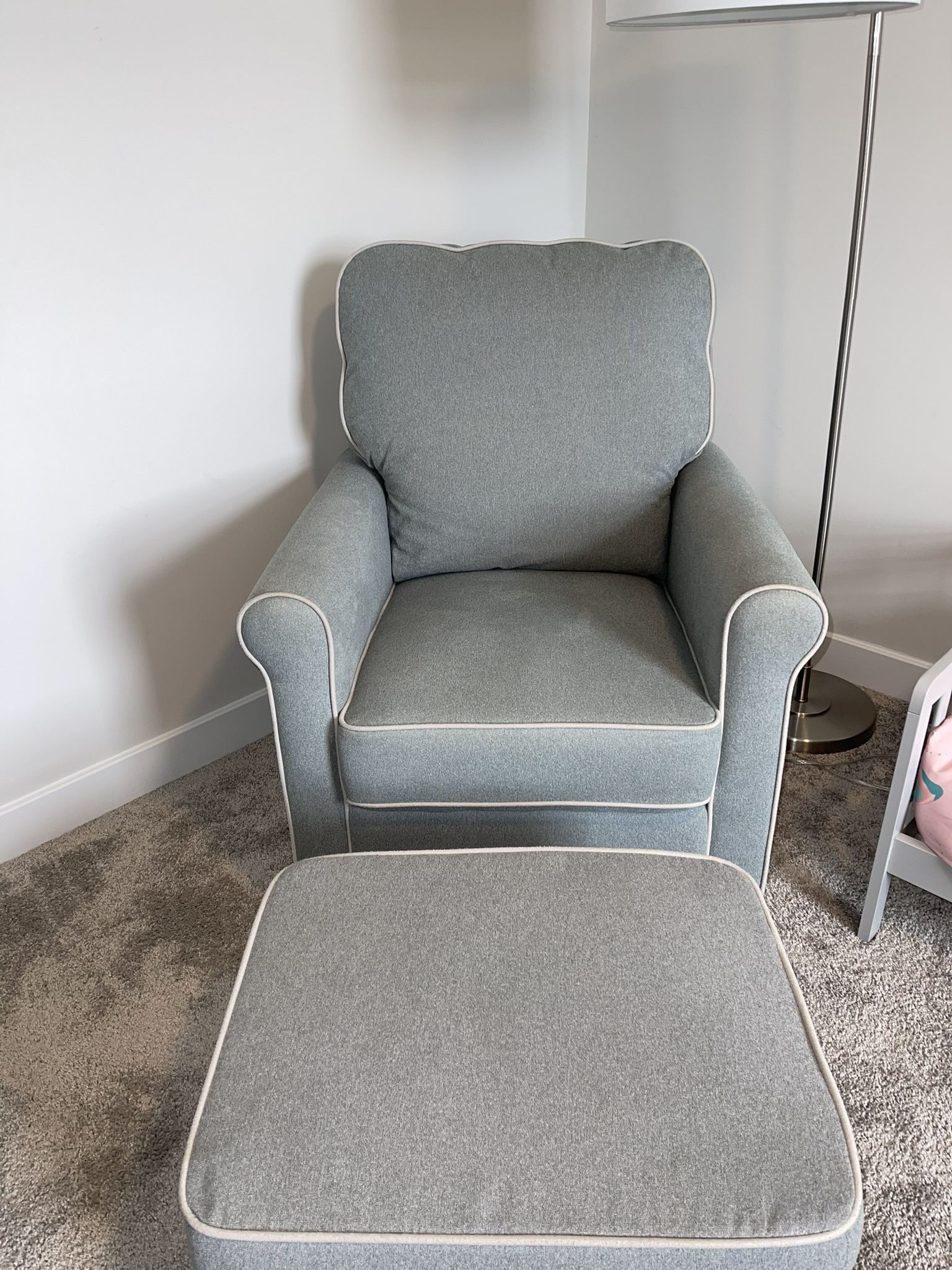 Grey Swivel Rocker with Ottoman 