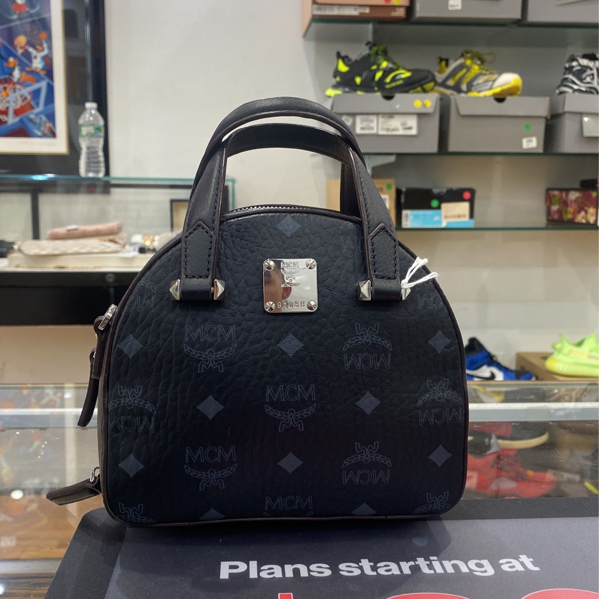 Mcm essential store half moon tote