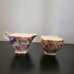 Cream and Sugar Summertime Royal Winton Grimwades Chintz Squared Preowned 