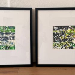 Two original framed pieces of abstract art