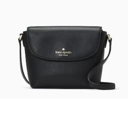 Kate Spade Emmie Flap Crossbody in black pebbled leather, New with Tags