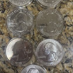 7 Giant 5oz Pure Silver Coins 