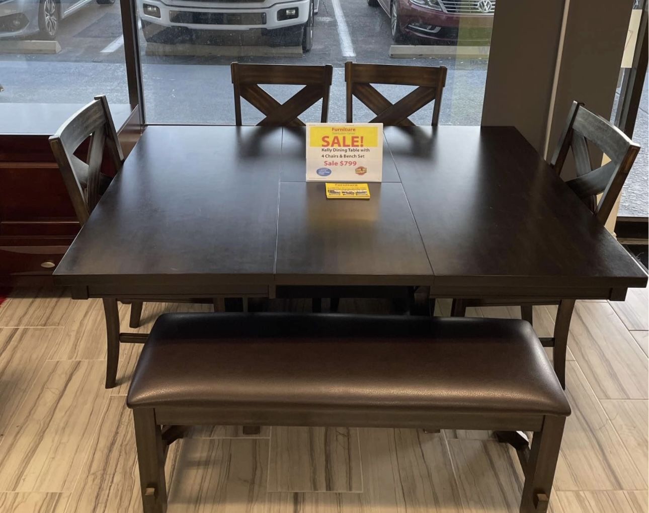 Kelly Dining Room Table With Bench And Leaf $699