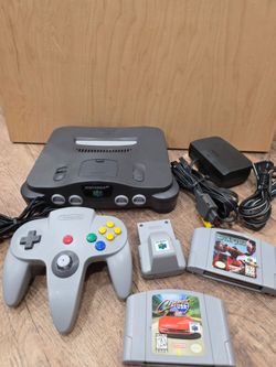 Nintendo 64 console with 2 games and Rumble Pak