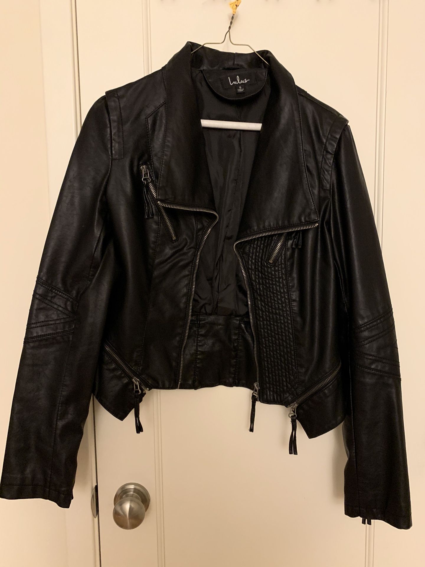 Women’s black vegan leather jacket size S by Lulu’s