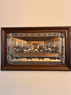 silver‑plated copper alto‑relievo “Last Supper” plaque