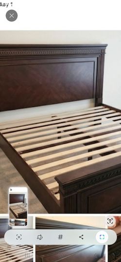 King Size Dark Wood Bed Frame with Headboard and footboard.
