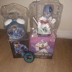 Sharks Clock Boble Head And Vintage Puck