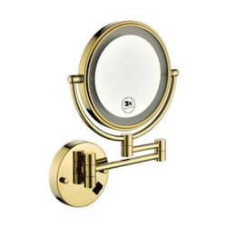 Round Magnifying Lighted Metal Framed Wall Mounted Makeup / Shaving Mirror