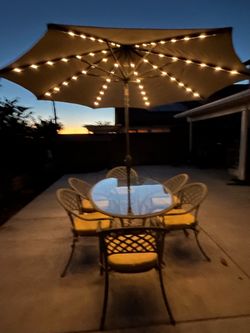 AWESOME 9 PIECE GLASS TOP ALUMINUM PATIO SET CAN DELIVER LOCAL IF NEEDED