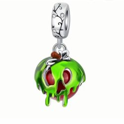 🍎 New! Halloween S925 Sterling Silver Poison Apple Charm Dangle Bead w Gift Bag