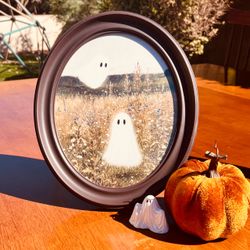 Ghost Field Art Print in Round Brown Frame