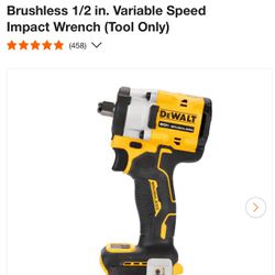 DEWALT ATOMIC 20V MAX Cordless Brushless 1/2 in. Variable Speed Impact Wrench (Tool Only)
