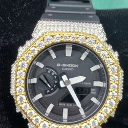 VVS D Moissanite Bustdown G-Shock – Fully Iced Custom Diamond Watch