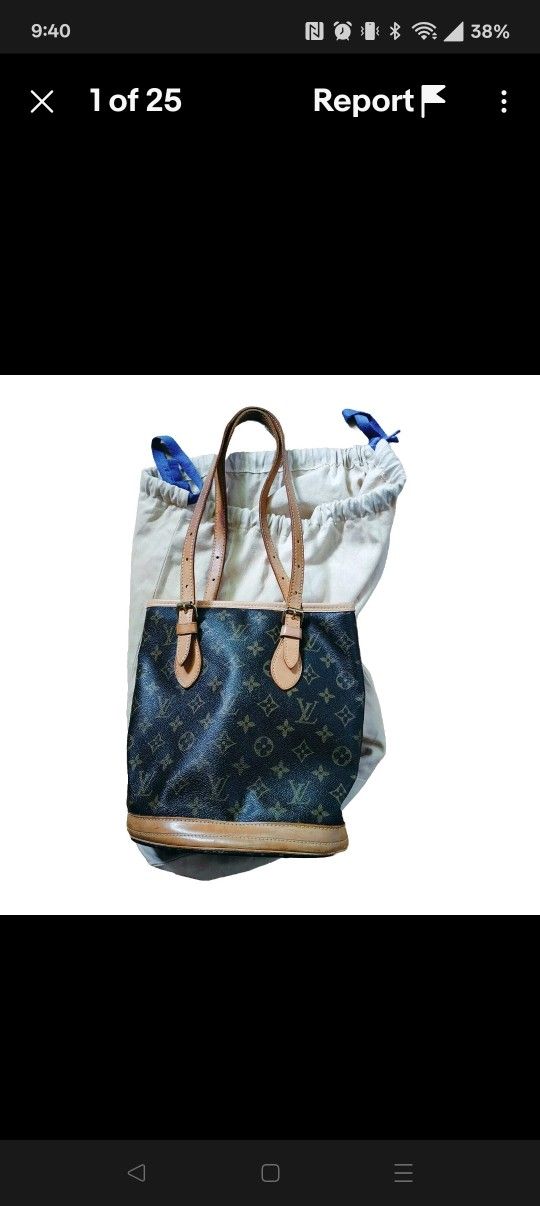 Guaranteed Authentic Louis Vuitton Monogram Petit Canvas Bucket Bag
