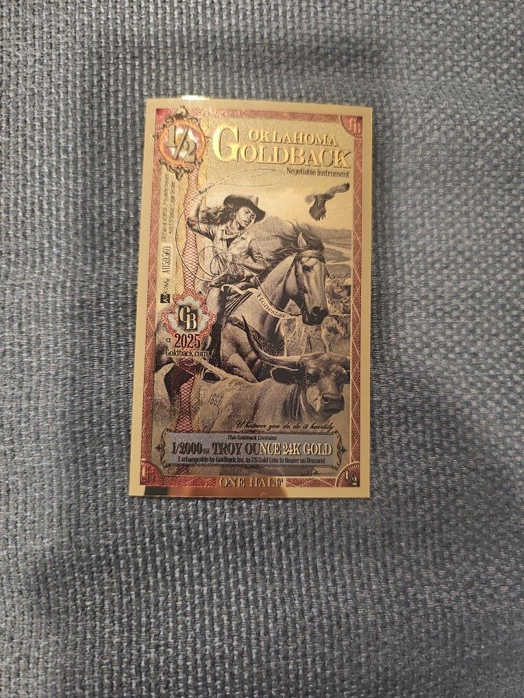 Oklahoma Goldback Alpha 1/2000th Troy Ounce 24k