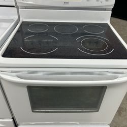5 Burner White Glass Top Stove 