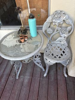 Table and chair cast iron