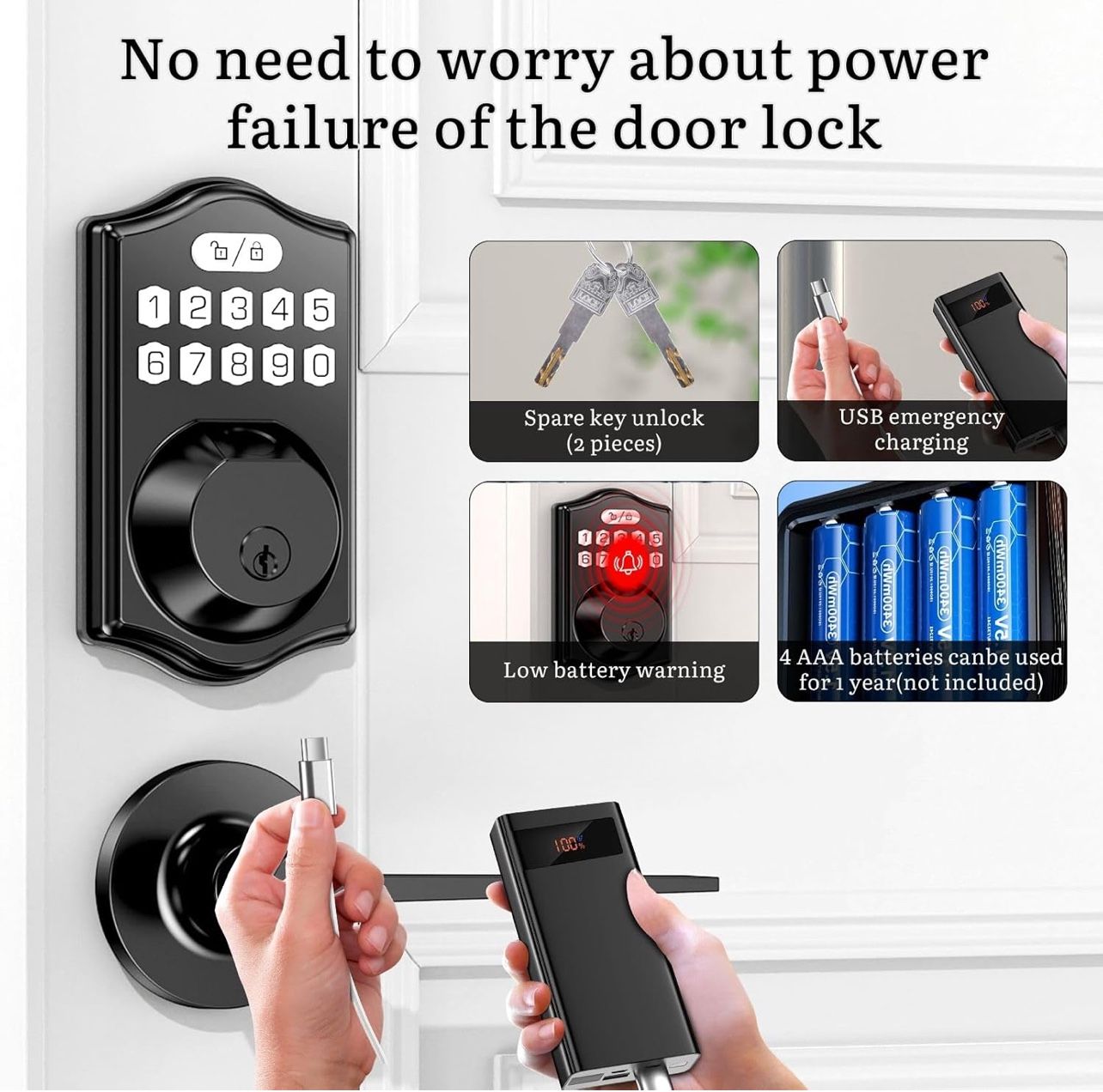 Fingerprint Keypad Deadbolt with Handle Set, Keyless Entry Door Lock, Door Locks for Front Door Lock Set, App Control, Auto Locking, Easy to Install Fingerprint Keypad Deadbolt with Handle Set, Keyless Entry Door Lock, Door Locks for Front Door Lock Set, App Control, Auto Locking, Easy to Install