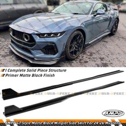 For 24-2026 Ford Mustang AMPP GT Winglet Style Matte Black Side Skirt Extension 