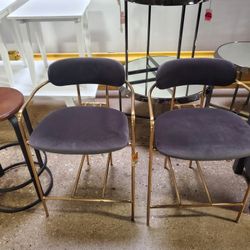 Retro Velvet  counter height Stools (Set of 2) - Grey Velvet or pink velvet (New)