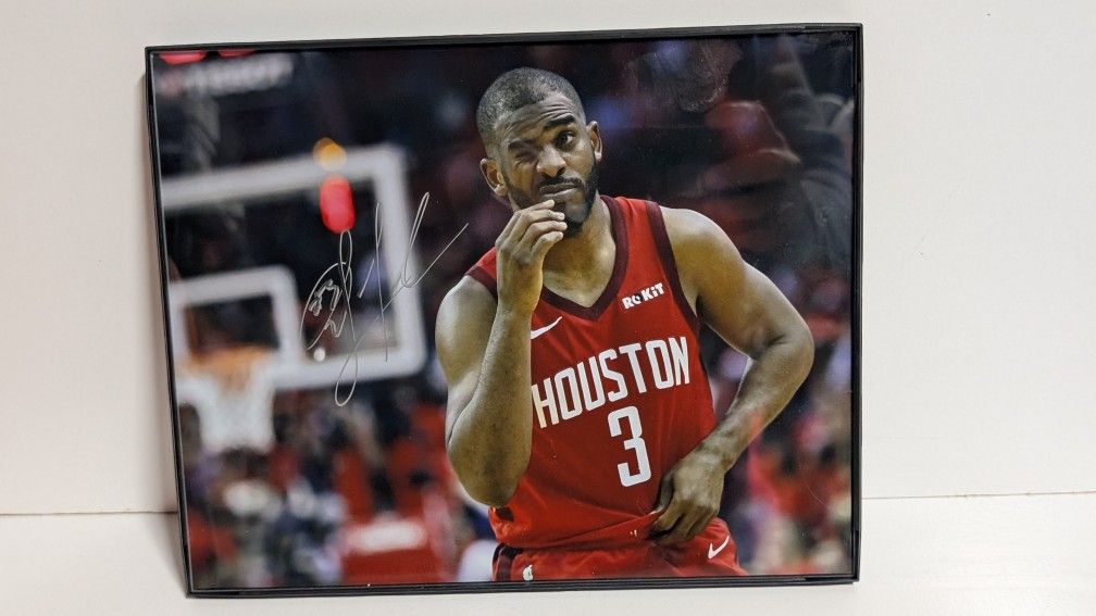 Chris Paul Houston Rockets Autograph Framed Photo Basketball Collectible Display