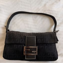Authentic Fendi Zucchino Double Flap Baguette MINT