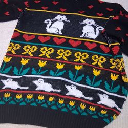 Vintage Adele Cats and Hearts Sweater