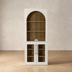 mopio Blake Storage Cabinet with Hutch, Sideboard Buffet Cabinet with Storage, Kitchen Pantry Organizer, Coffee Bar Station, Trophy Display Case with 