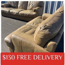 Leather Studded COUCH SET sectional couch sofa recliner (FREE CURBSIDE DELIVERY)
