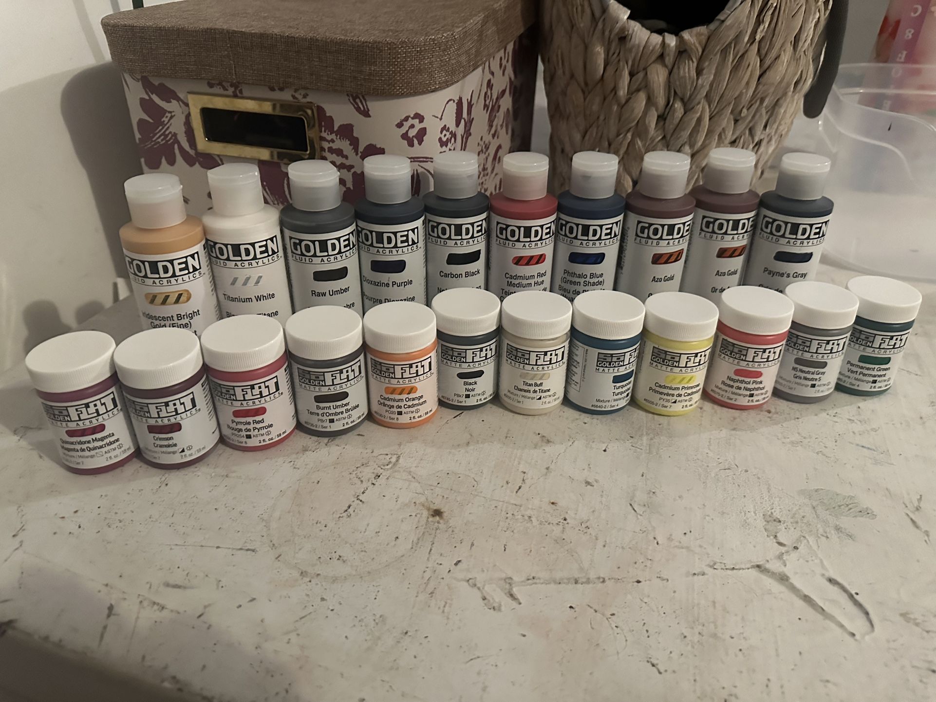 22 GOLDEN ACRYLIC PAINTS- Brand New