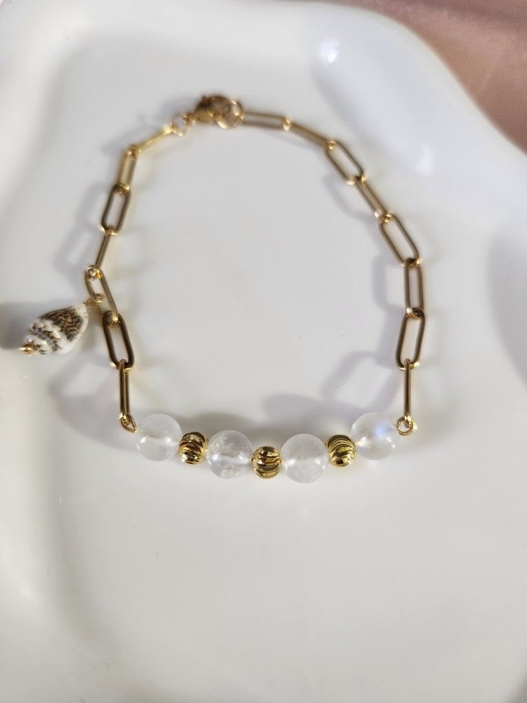 New Stainless Steel Moonstone Bracelet