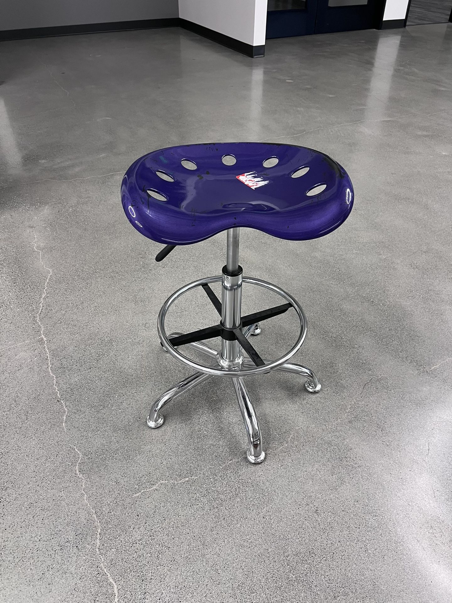 Flash Furniture LF-215-DEEPBLUE-GG Vibrant Deep Blue and Chrome Drafting Stool with Tractor Seat