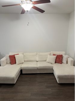 Cream Modern Corduroy Cloud Couch Sectional