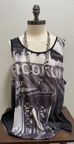 Brooklyn Bridge Black NYC Ring Of Fire Tank Top Sz L Grunge