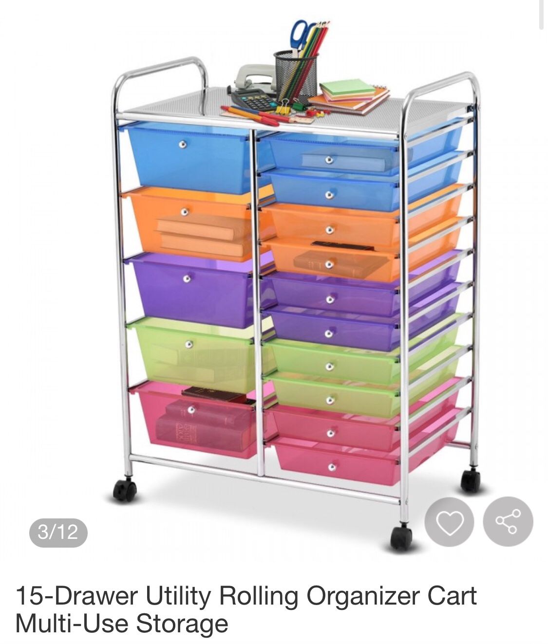 New 15 Drawer Rolling Storage Cart