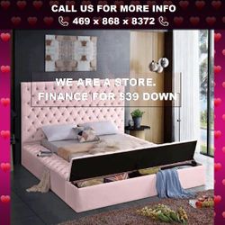 Bliss Velvet Pink Queen Bed