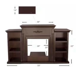 New Assembled Dark Brown Electric Fireplace TV Console