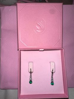 Swarovski Emerald Attract Trilogy hoop earrings
