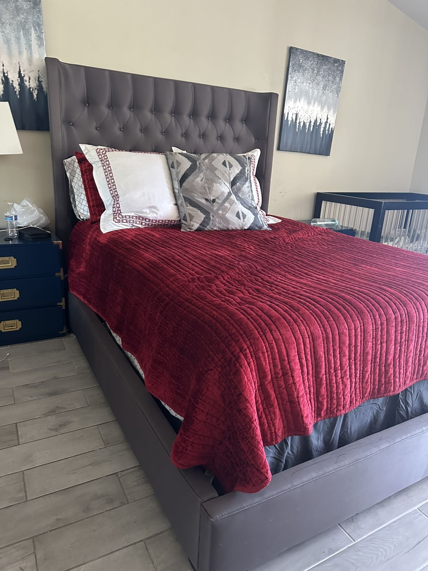 Queen upholstered bed