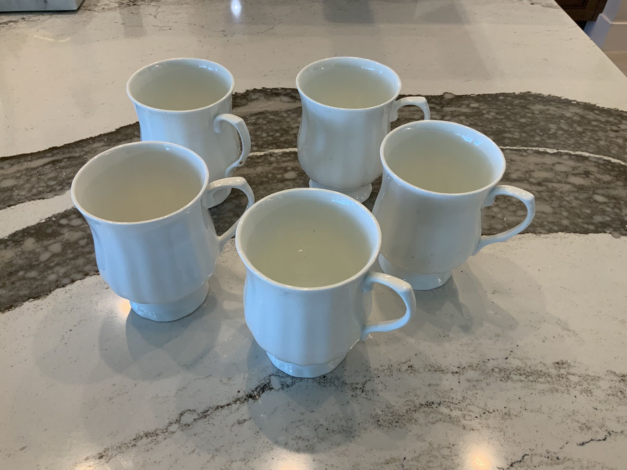 Hitkari Potteries Bone China White Tea Cups - Set of 5.