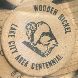 Vintage Lake City Area Michigan Centennial August 1968 Wooden Nickel Lot