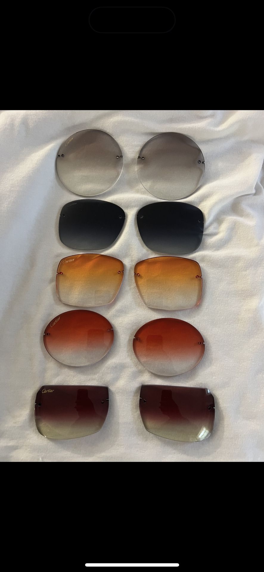 Official Cartier Lenses With Logo 150 Each
