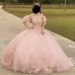 Light Pink Glittery Quinceañera Dress