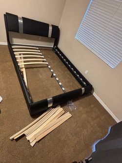 Black / silver queen bed frame only