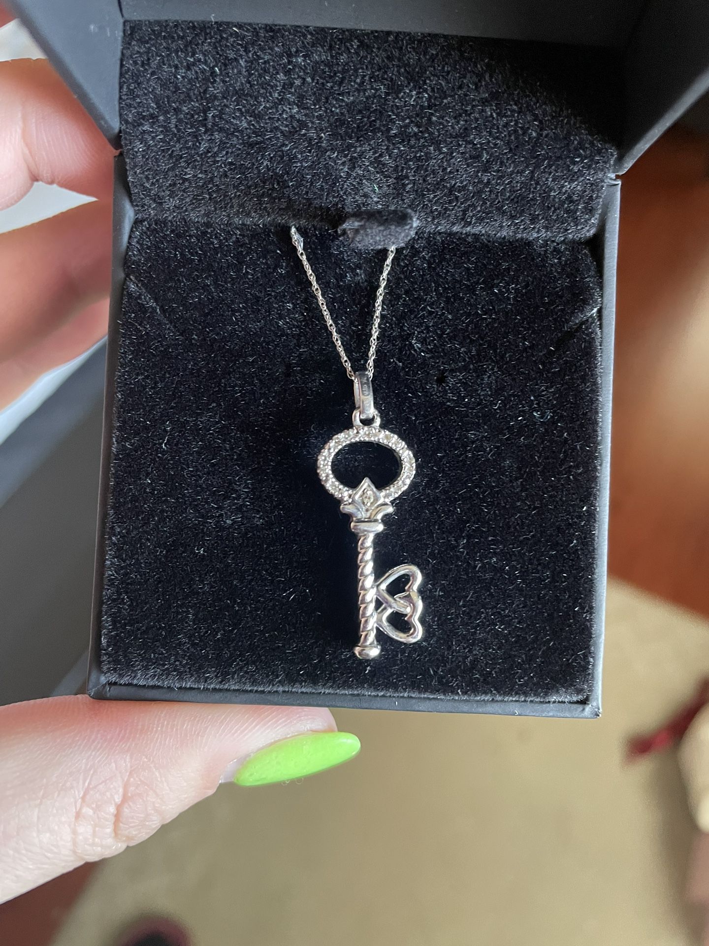 Sterling Silver Key Heart Necklace 