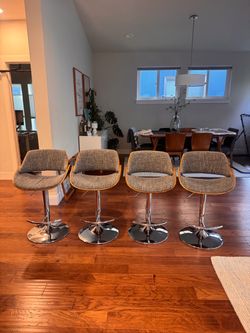 Mid century modern adjustable swivel counter stools with chrome base