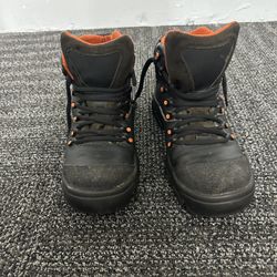 D Magno Women’s 7 Steel Toe Work Shoes Black Leather Safety Slip Resistant