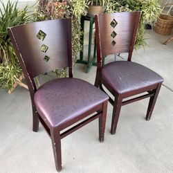 Restaurant - Style Mahogany Finished Wood Frame Chairs. 