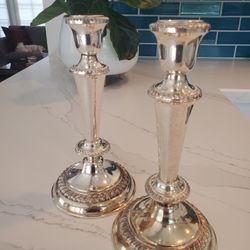 Vintage Candle Holders Set Of 2 Silver On Copper